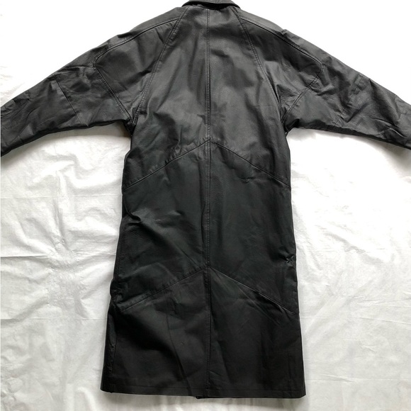 Greg Bell Black Leather Double-Breasted & Fully Lined Coat Style GB7302 Size S - Picture 9 of 12